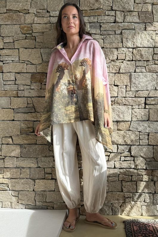 Zeta Otto Montana Mountain Range Blouse Pink